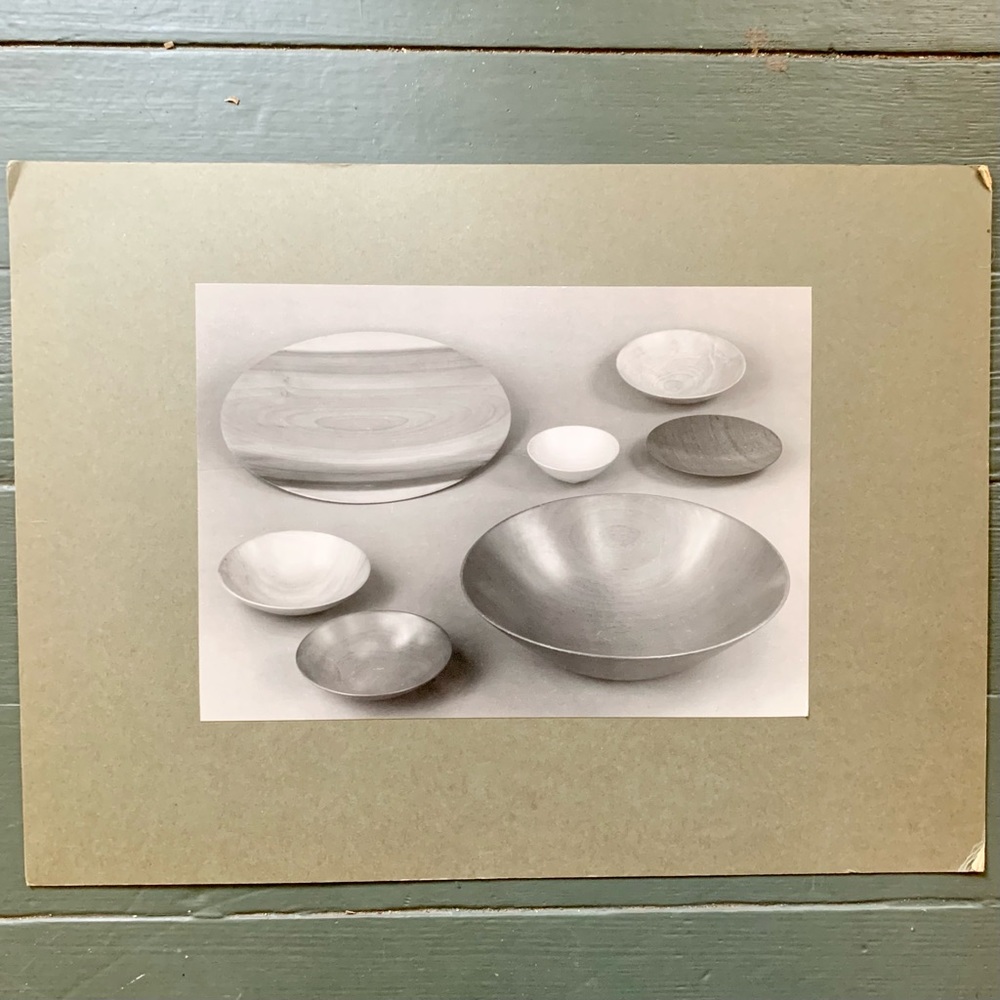 Rare Vintage Black and White Photograph: Carved Stone Bowls